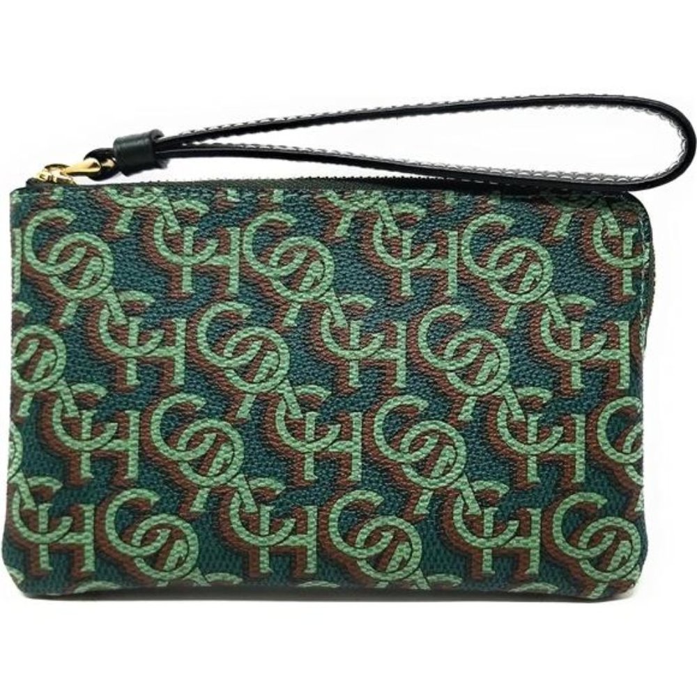 NWT COACH Women's Corner Zip Wristlet with Monogram Print